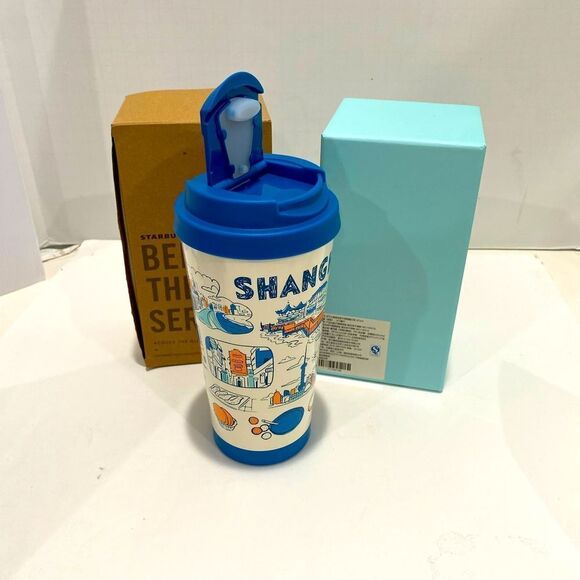 Starbucks Been There Series 16oz Tumbler Shanghai City China Blue New With Tags - Picture 4 of 13